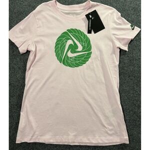 Nike NWT Pink Icon Clash 1 Graphic Tee Women's Standard Fit S Swish Green Logo
